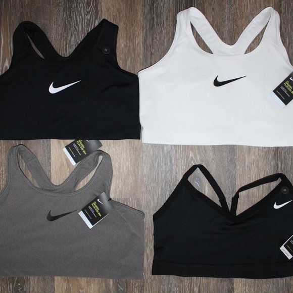 NWT NIKE PLUS MEDIUM SUPPORT BRA WHITE BLACK‎ GRAY - Picture 1 of 8